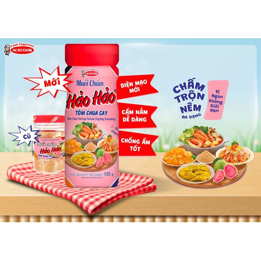 Muối Chấm Hảo Hảo Tôm Chua Cay 120 gram Chính Hãng