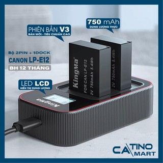 Bộ 2 pin + 1 đốc sạc đôi lp-e12 kingma canon m10,100d, eos-m, m2, m50... phiên bản mới nhất v3 . bảo hành 12 tháng