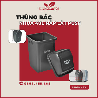 Thùng rác nhựa nắp lật 40 lít xám