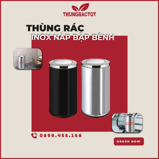 Thùng rác inox nắp lật xoay , thùng rác khách sạn