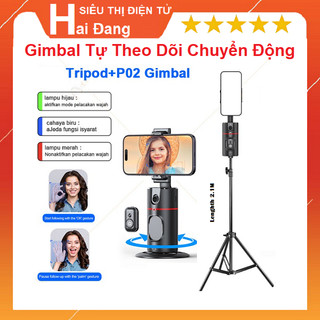 Gimbal p02 ai 360 độ, kèm remote, chân chụp ảnh livestream selfie, cao 2.1m, gymbal p02 - tự động quay theo khuôn mặt