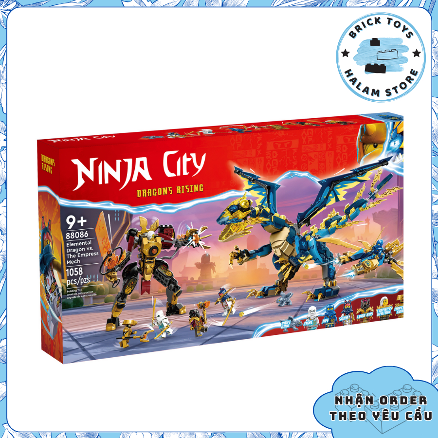 Đồ chơi lắp ráp Ninjago Dragons Rising 1796 88086 71796 - Mô hình lắp ghép Ninja City Rồng sét vs Empress Mech