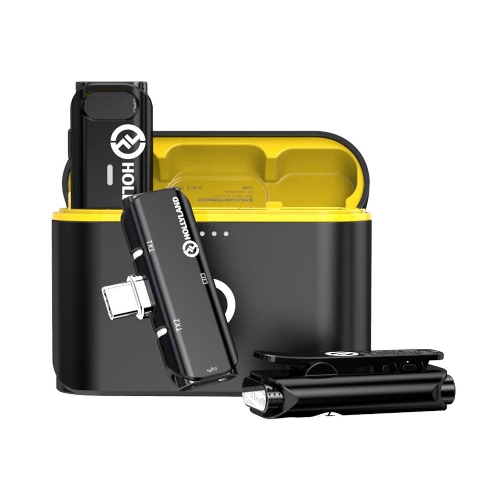 Micro Hollyland Lark C1 Duo mic thu âm không dây cài áo cho điện thoại iphone, Android quay video vlog, asmr, phỏng vấn