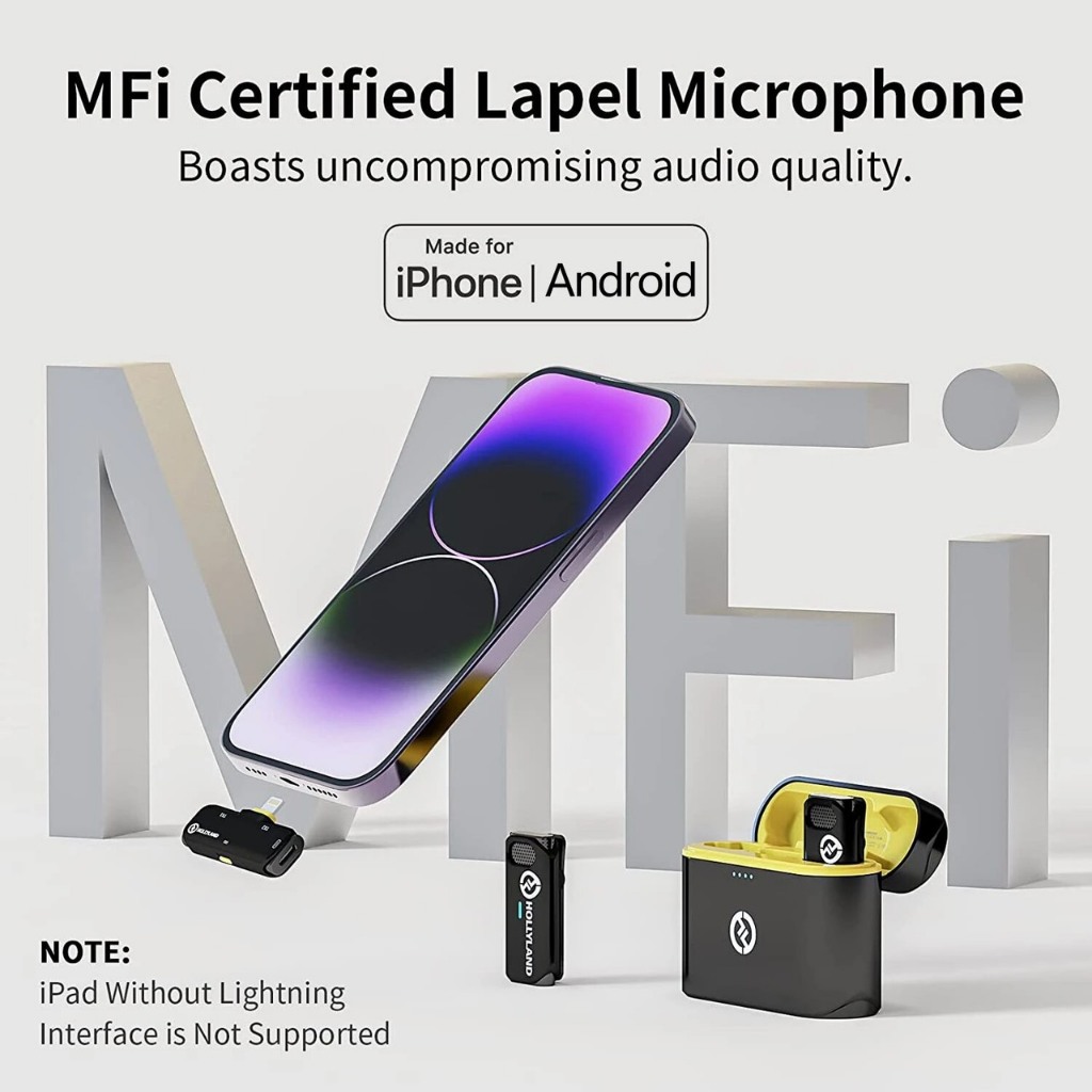 Micro Hollyland Lark C1 Duo mic thu âm không dây cài áo cho điện thoại iphone, Android quay video vlog, asmr, phỏng vấn