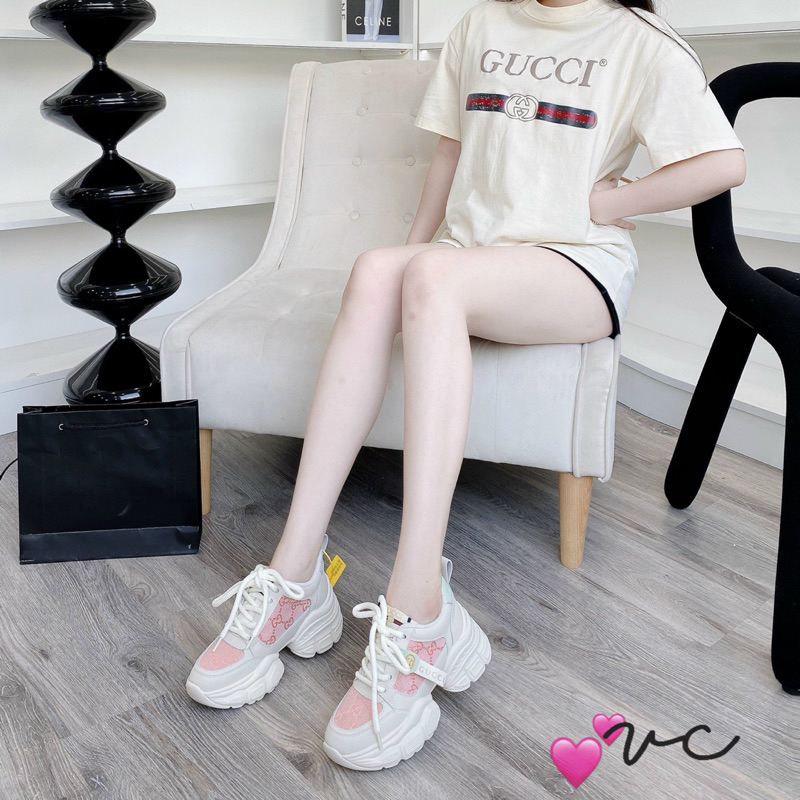 Giày thể thao sneaker gc tem dài vân hoạ tiết hồng fullbox