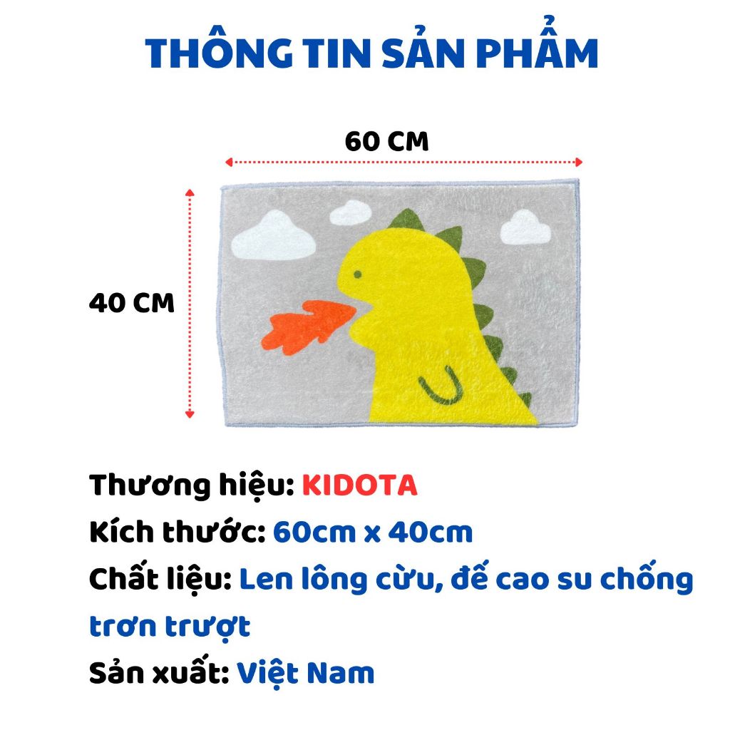 Thảm lau chân lông cừu mềm mịn thấm hút chống trơn trượt KIDOTA Thảm chùi chân nhà bếp phòng tắm đẹp cao cấp decor phòng