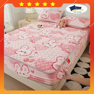 Bộ ga gối nỉ tuyết sữa trần bông cao cấp