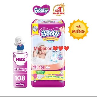 (Cộng miếng) Miếng lót sơ sinh Bobby Newborn 1 108 miếng, Newborn 2 60 miếng