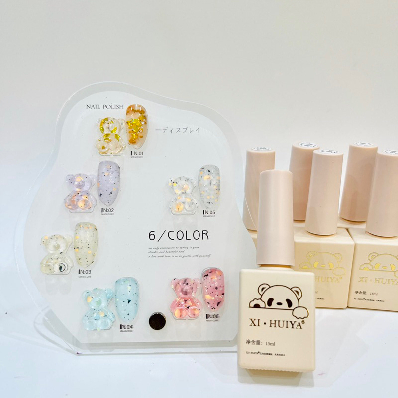 Sét sơn nhũ cát, sơn ngũ cốc làm nail 6 chai kèm bảng màu