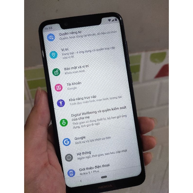 Xác điện thoại cũ  Nokia 5.1 Plus  sọc màn, cảm ứng còn dùng được, chữa cháy