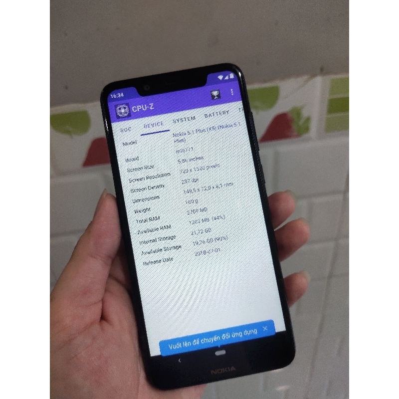 Xác điện thoại cũ  Nokia 5.1 Plus  sọc màn, cảm ứng còn dùng được, chữa cháy