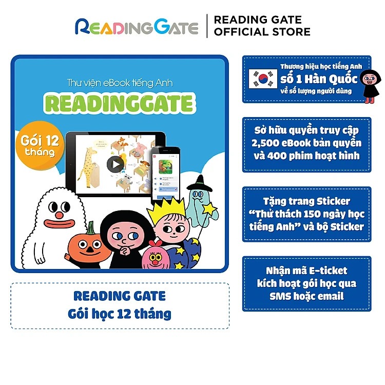 Gói 12 Tháng Sử Dụng Phần Mềm Học Tiếng Anh Reading Gate Cho Trẻ Em Và Người Mới Bắt Đầu qua Ebook và Movie Book