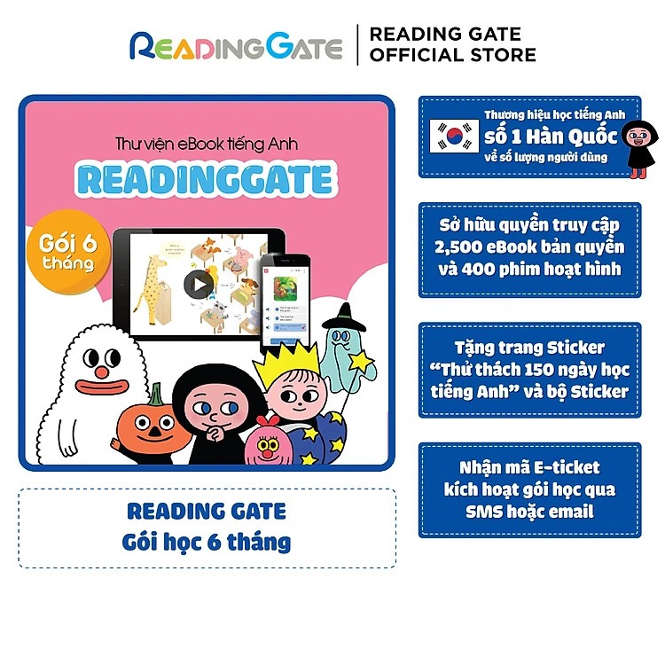 Gói 6 Tháng Sử Dụng Phần Mềm Học Tiếng Anh Reading Gate Cho Trẻ Em Và Người Mới Bắt Đầu qua Ebook và Movie Book