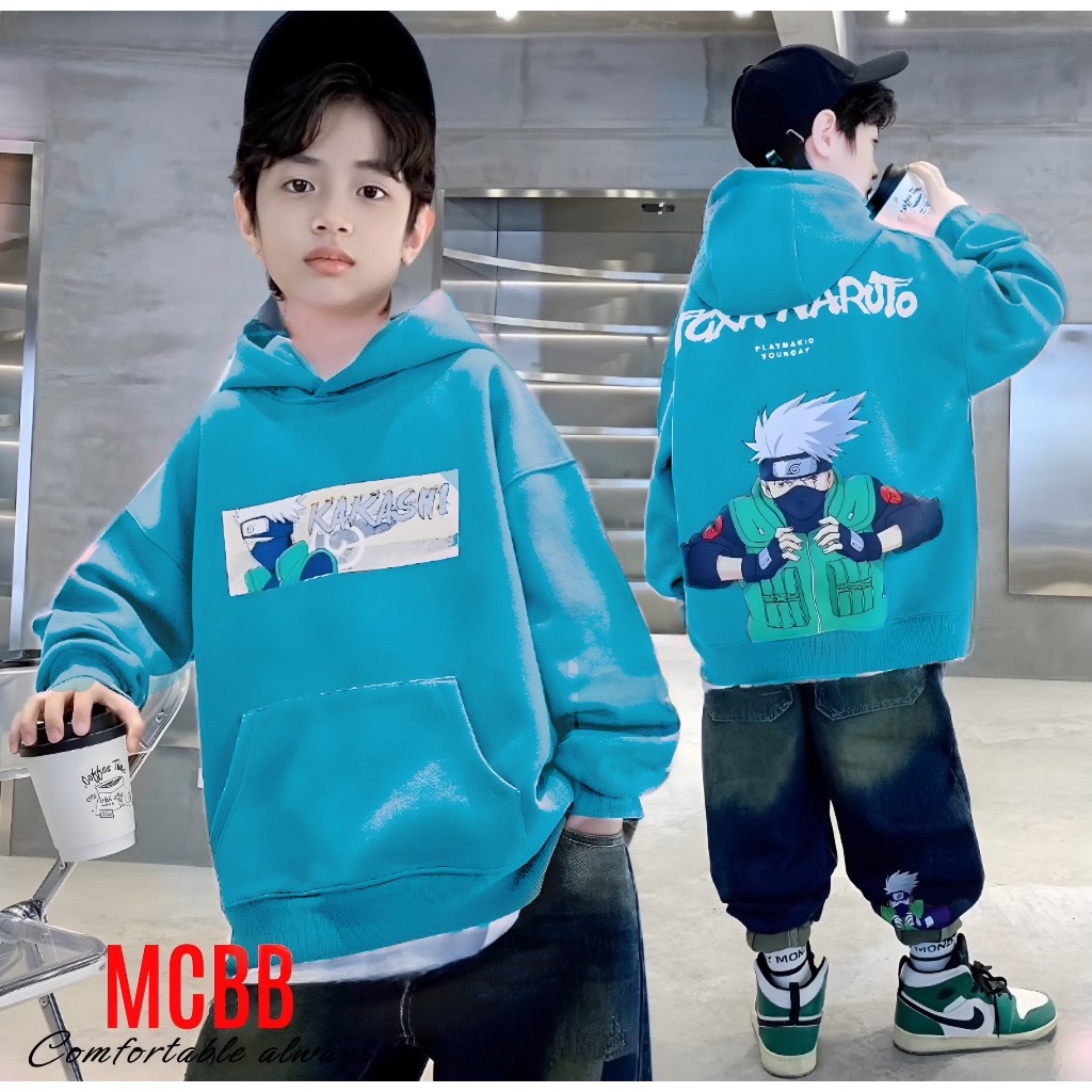 Mcbb 49-60Kg áo hoodie nam form rộng hiphop áo thun tay dài nam áo phông có nón trùm đầu thu đông áo lạnh gió bé trai bộ
