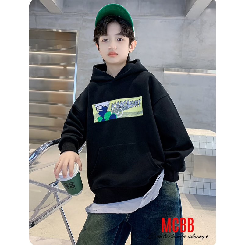 Mcbb 49-60Kg áo hoodie nam form rộng hiphop áo thun tay dài nam áo phông có nón trùm đầu thu đông áo lạnh gió bé trai bộ