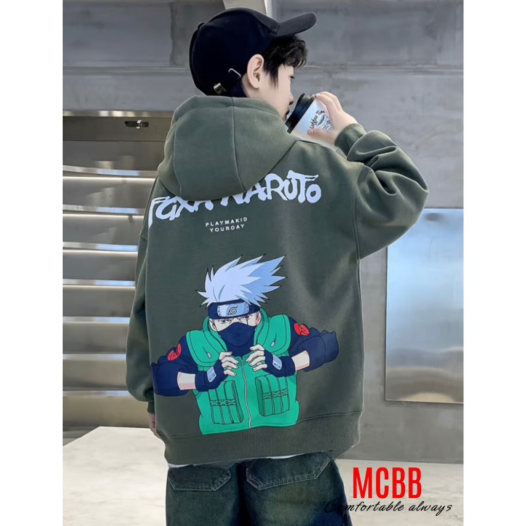 Mcbb 49-60Kg áo hoodie nam form rộng hiphop áo thun tay dài nam áo phông có nón trùm đầu thu đông áo lạnh gió bé trai bộ