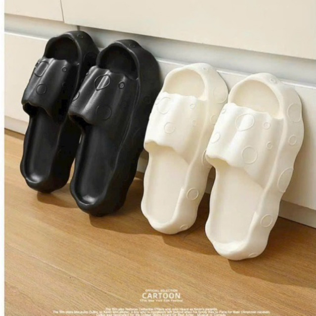 Dép nữ bánh mì đế tròn màu đen