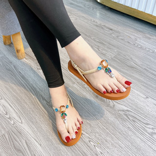 (form to lùi size) Sandal đính đá chiếc lá SP3553
