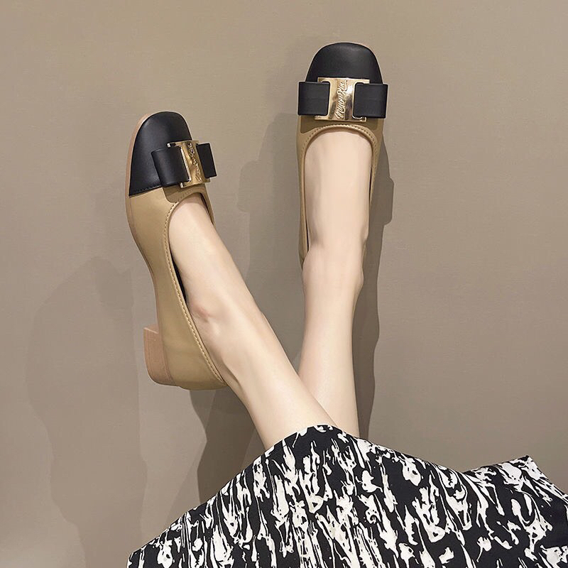 Giày Búp Bê Bằng Da PU Mũi Tròn Thời Trang Hàn Quốc Dành Cho Nữ 268