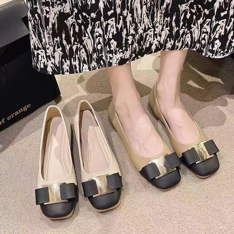 Giày Búp Bê Bằng Da PU Mũi Tròn Thời Trang Hàn Quốc Dành Cho Nữ 268