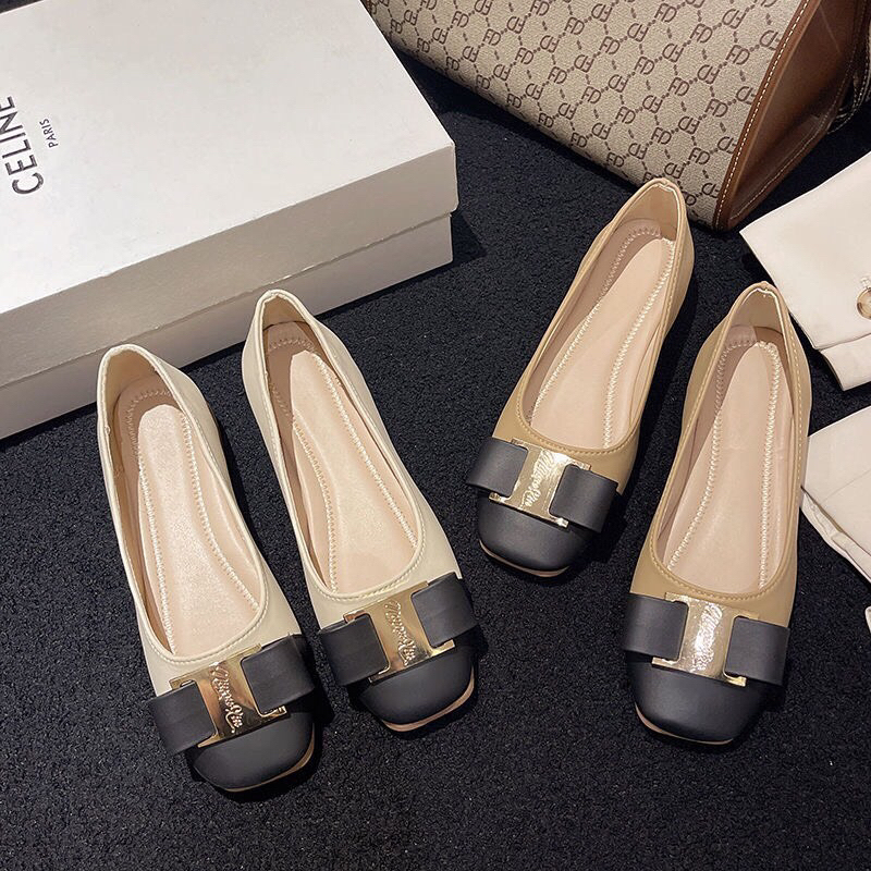 Giày Búp Bê Bằng Da PU Mũi Tròn Thời Trang Hàn Quốc Dành Cho Nữ 268