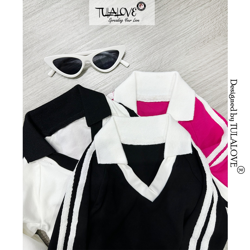 Áo Polo Dài Tay Lé Gân, Quần Loe Dài Lé Gân, Phối Set Tulalove