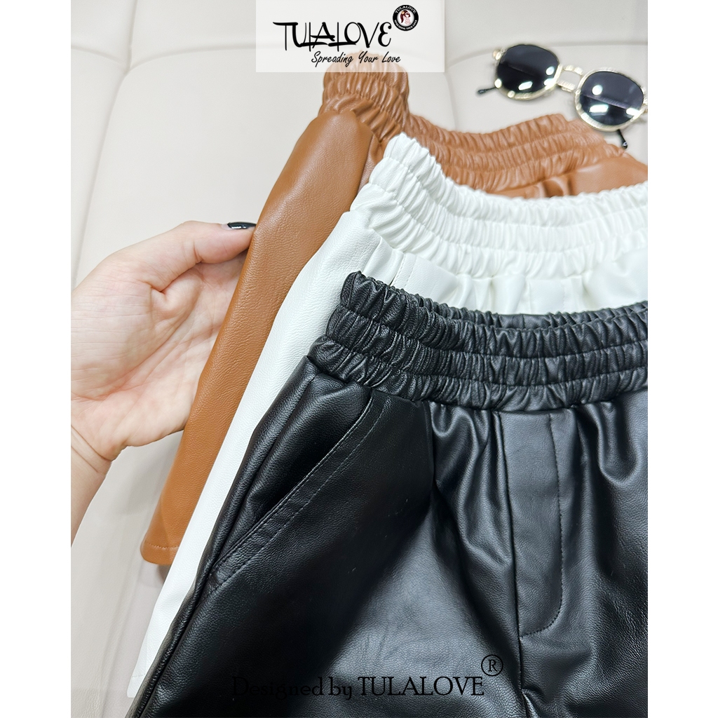 Quần Short Da Bé Gái Sành Điệu Cực Sang Tulalove, Quần Sooc Bé Gái Vải Da