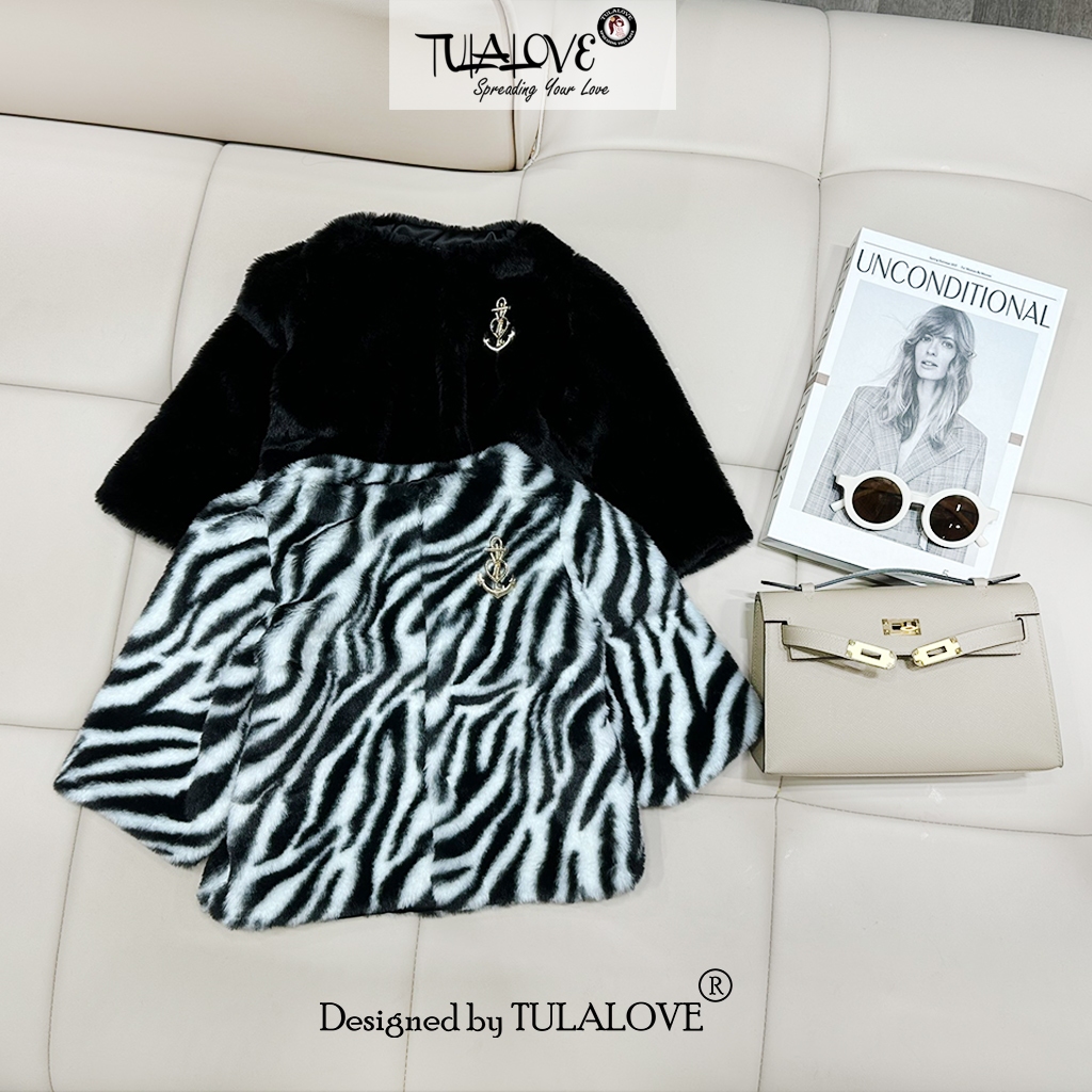 Áo Khoác Bé Gái Vải Lông Thỏ Siêu Mềm Mịn Cực Sang Tulalove, Áo Khoác Bé Gái