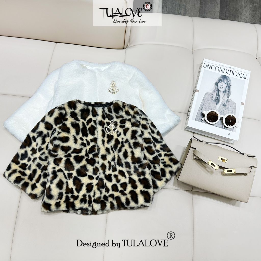 Áo Khoác Bé Gái Vải Lông Thỏ Siêu Mềm Mịn Cực Sang Tulalove, Áo Khoác Bé Gái