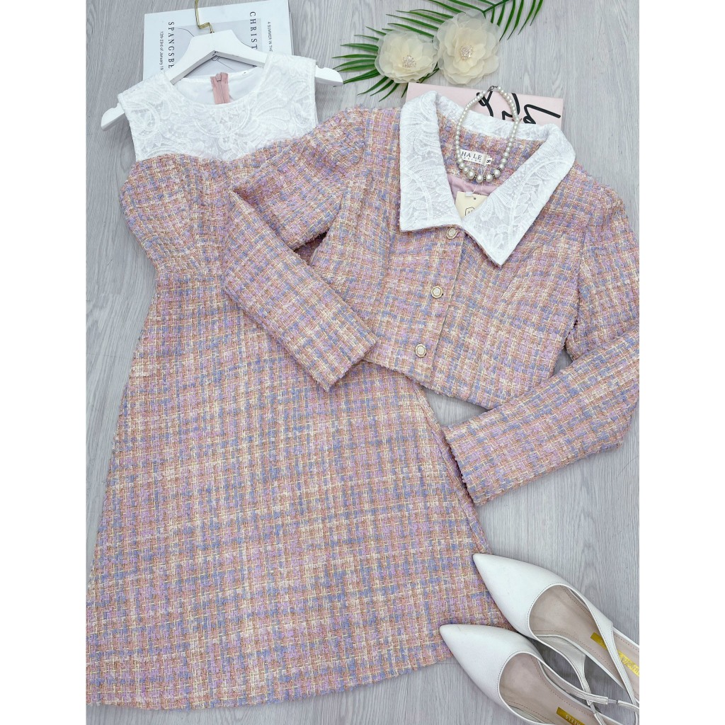 Set dạ Tweed nữ Thu Đông hàng thiết kế Loại 1 - XU XU SHOP - Bộ nữ áo khoác + váy dạ trẻ trung, nhẹ nhàng - ẢNH THẬT