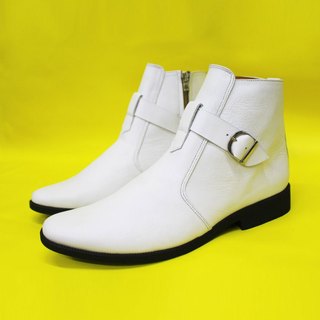 Giày Boots da bò màu trắng da bò thật. Mã số: B278