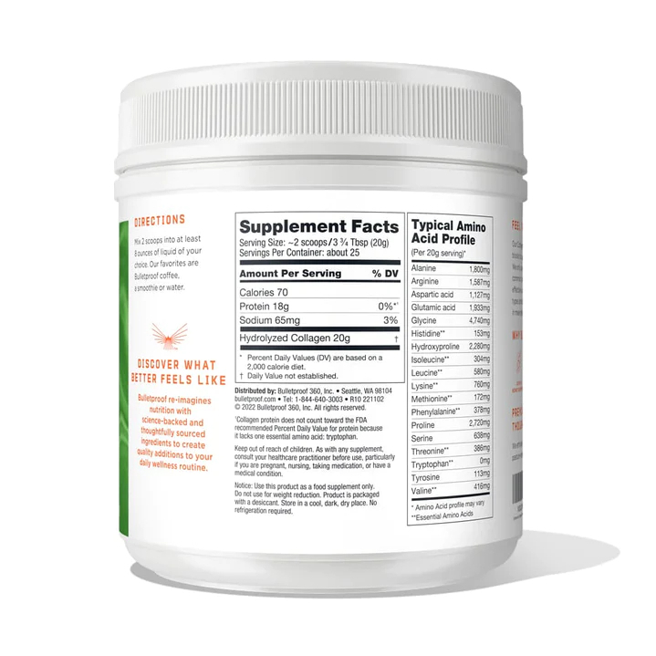 Bột Collagen Peptides ''Bulletproof'' : Làm đẹp, trẻ hóa 500g 50 lần dùng
