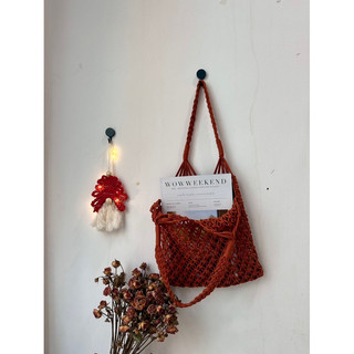 Túi tote lưới macrame thủ công đi biển.