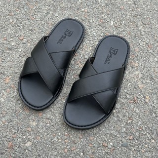 Dép nam quai chéo da bò may quai và đế, thời trang cao cấp phong cách - Dép da RL [X1]