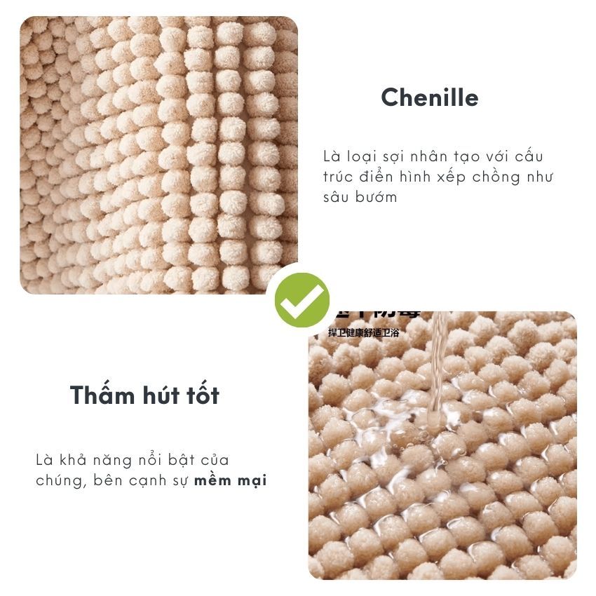 Thảm lông siêu thấm hút màu sang trọng để cửa phòng tắm, thảm lông chùi chân để cửa phòng tắm siêu thấm hút