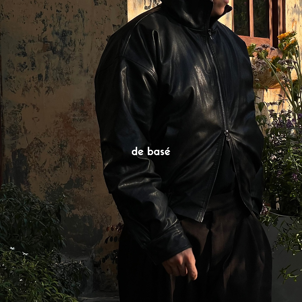 Áo Da Đen - MARTIN CROPED LEATHER JACKET - De Basé