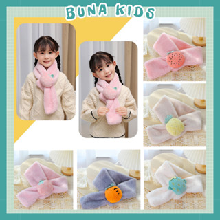 Khăn choàng cổ giữ ấm cho bé, khăn cổ tuyết nhung cho bé từ 2-10 tuổi siêu mềm hình hoa quả dễ thương Bunakids PK04