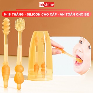 Bàn chải đánh răng và rơ lưỡi cho bé 0-18 tháng mềm mại chất silicon đảm bảo an toàn – SS022