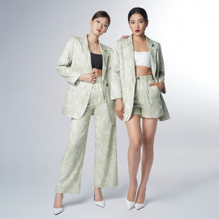 Set áo blazer dài tay quần dài cao cấp in họa tiết sang trọng thanh lịch ce design s0310