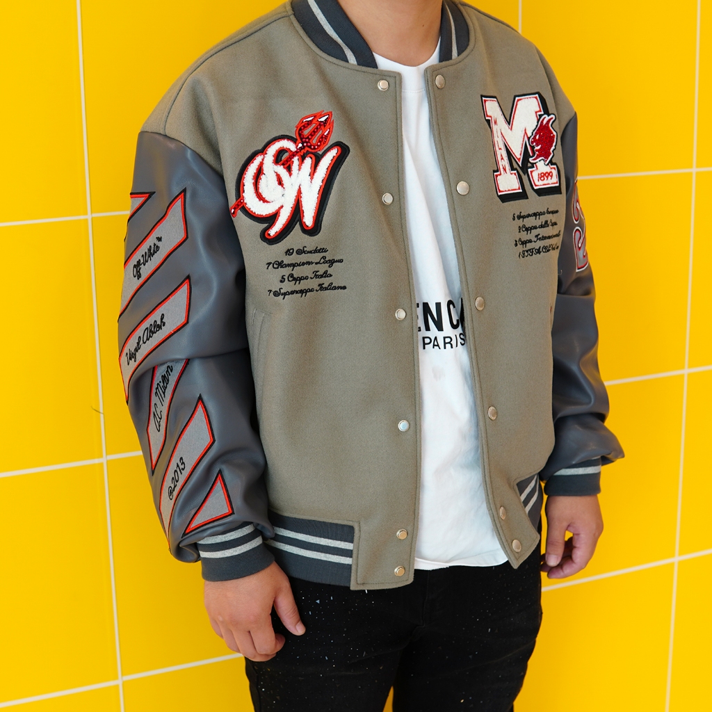 Áo Varsity OFF WHITE x AC Milan hàng cao cấp ss2024