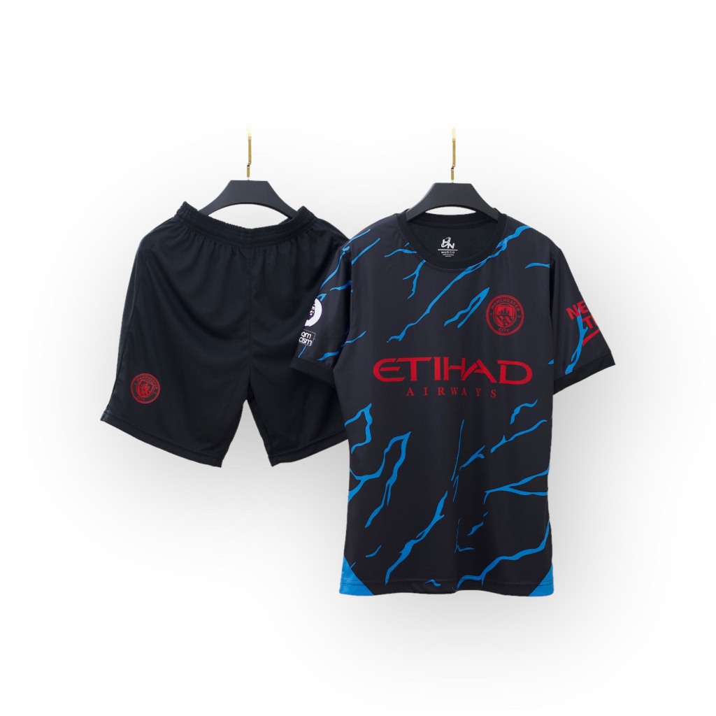 Bộ Quần Áo Bóng Đá Thể Thao Trẻ Em & Người Lớn CLB MAN.CITY ĐEN - Đồ Thể Thao Giá Rẻ Nam Nữ Vải Thun Lạnh Mát