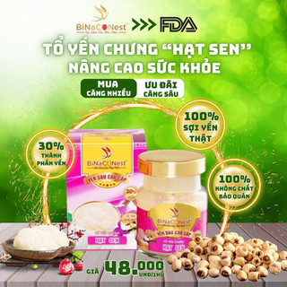 Yến sào khánh hoà binaconest, tổ yến chưng hạt sen cho mọi lứa tuổi 70ml