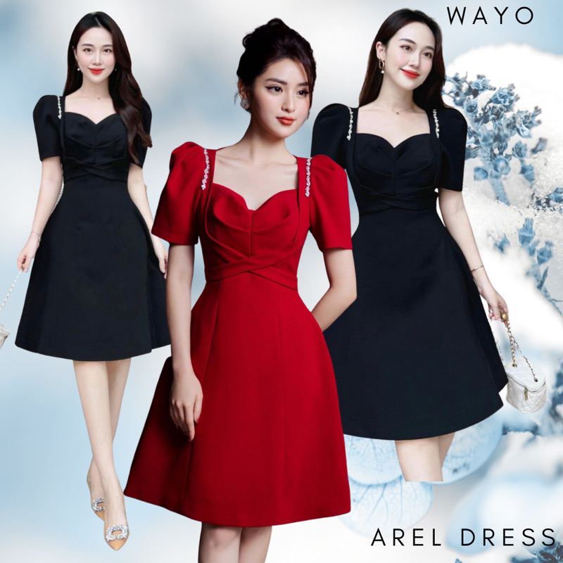 Đầm WAYO thiết kế eo cách điệu vai đính đá cao cấp dự tiệc sang trọng