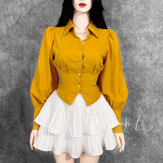 Áo sơ mi croptop tay phồng A52