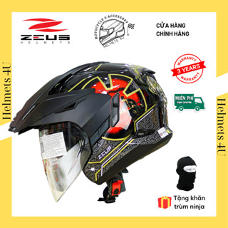 Mũ bảo hiểm 3/4 có 2 kính Zeus 613B đa năng tặng kèm mái che nắng - Helmets 4U