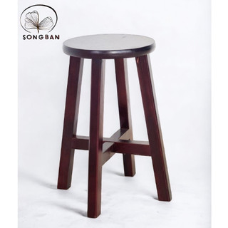Ghế Đôn Gỗ Mặt Tròn Cao 47.5cm, Ghế Cafe Phố Chất Gỗ Dày - Hàng VN Xuất Khẩu
