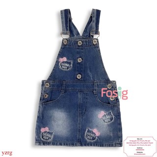 Yếm đầm jean bé gái zr - xanh jean kitty