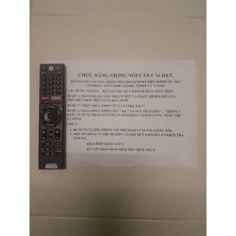 Remote điều khiển tivi SONY có giọng nói chính hãng