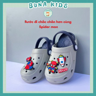 Dép siêu nhân, dép người nhện, dép cross bé trai nhựa EVA siêu nhẹ chống trơn trượt, sục bé trai Bunakids D14.3