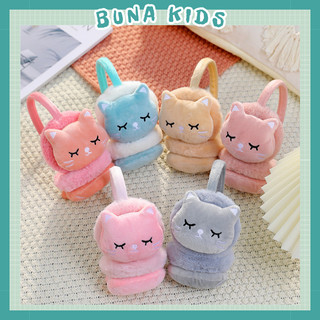 Bịt tai giữ ấm mùa đông hình mèo nhắm mắt, chụp tai hình hoa quả dễ thương Bunakids PK46 PK41